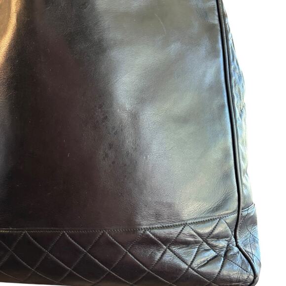 CHANEL RARE Cambon Ligne Black Quilted Base Lambskin Chain Shoulder Tote Bag - Picture 8 of 14